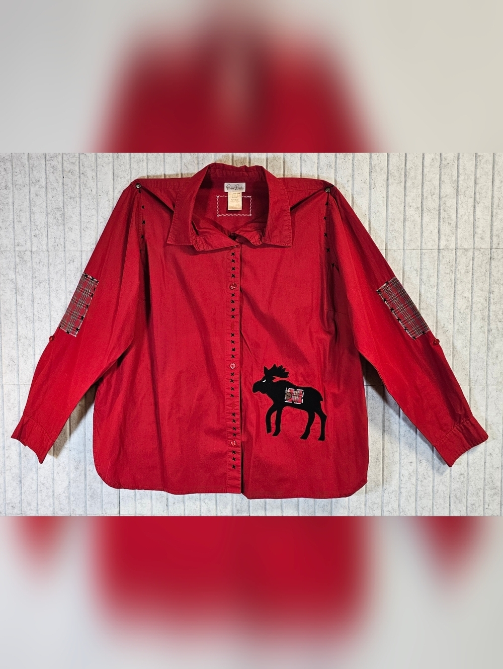 Bobbie Brooks Red Moose Button Down Shirt Women’s 18W 20W Plus Cotton - Picture 2 of 3